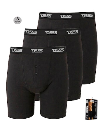 D555 Big & Tall Driver-2 Pack of 3 Cotton Boxer Short - (Black x 3)