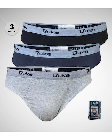 D555 Big & Tall Brief Pack of 3 Cotton Brief - (Black/Grey/Navy)