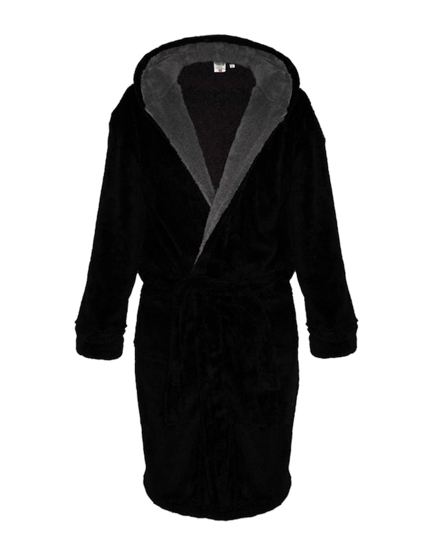 D555 Big & Tall Newquay-1 Super Soft Dressing Gown with Hood - Black
