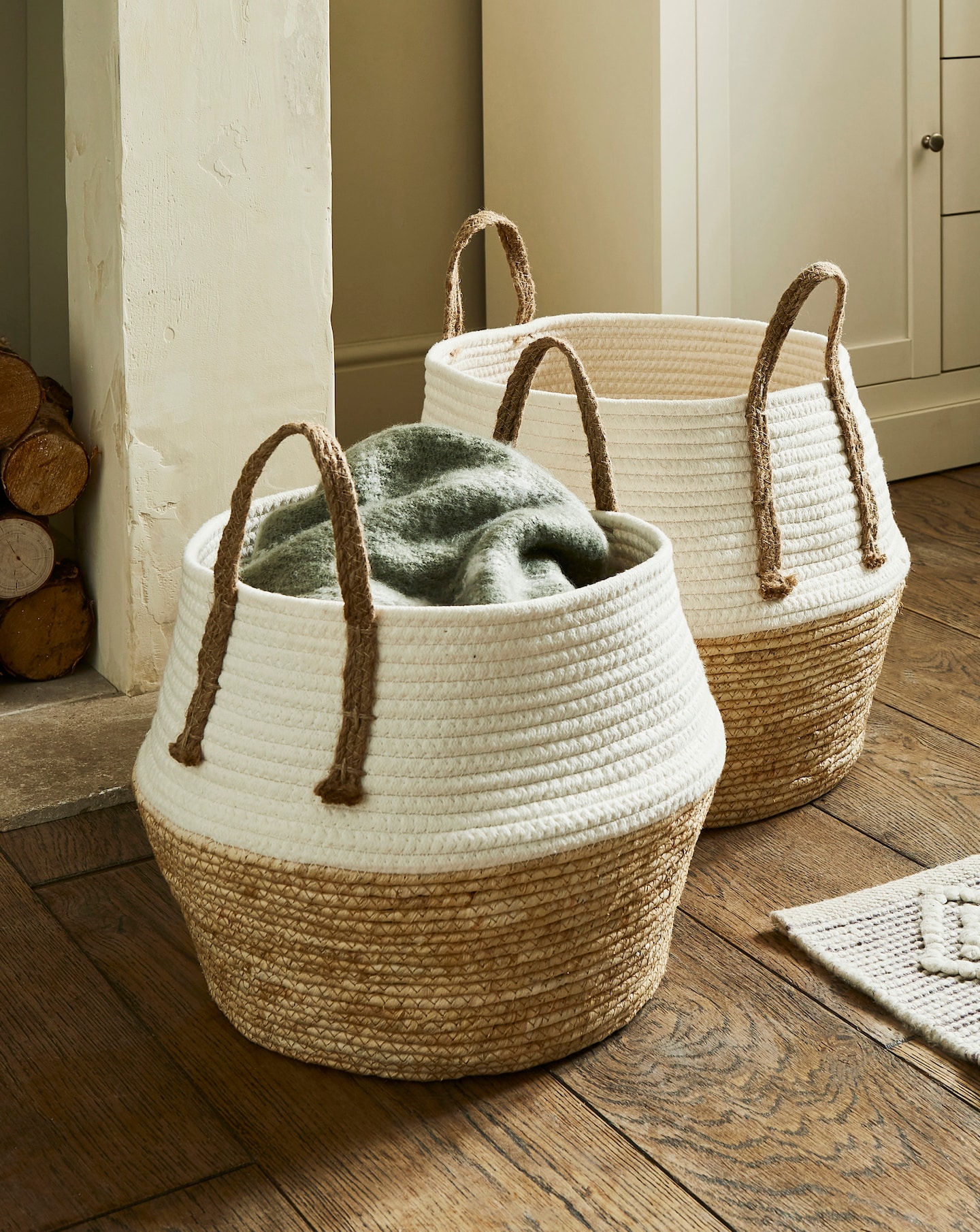 New In - Julipa Set of Two Natural Belly Basket