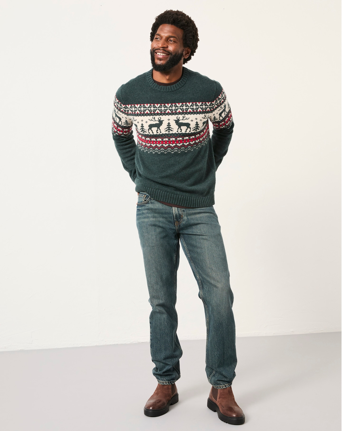 FatFace Reindeer Christmas Jumper