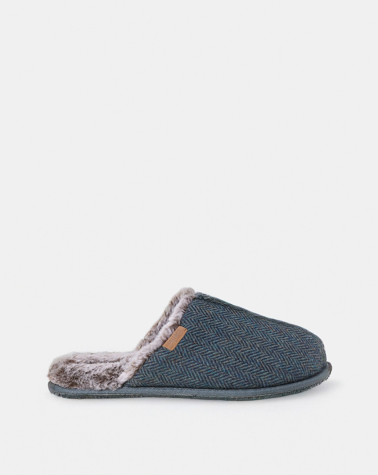 New In - FatFace Harvey Check Mule Slipper - Blue