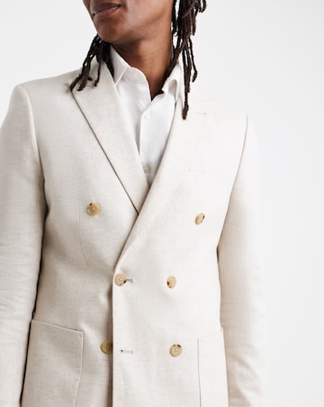 Double Breasted Linen Blend Blazer