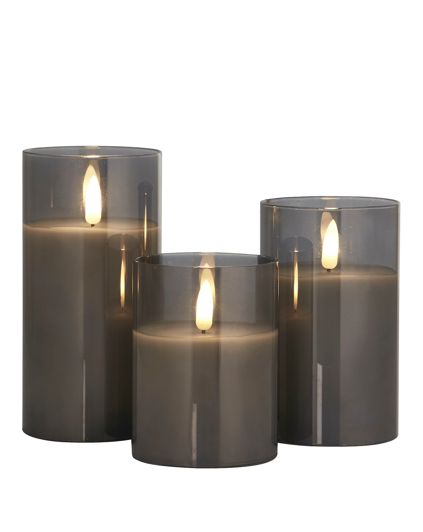New In - Set of 3 Smoked LED Candles