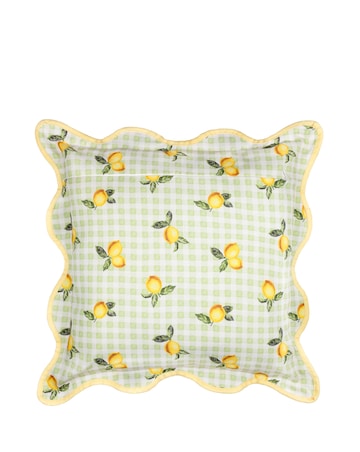 Furn. Fruits Lemons Check Outdoor Cushion
