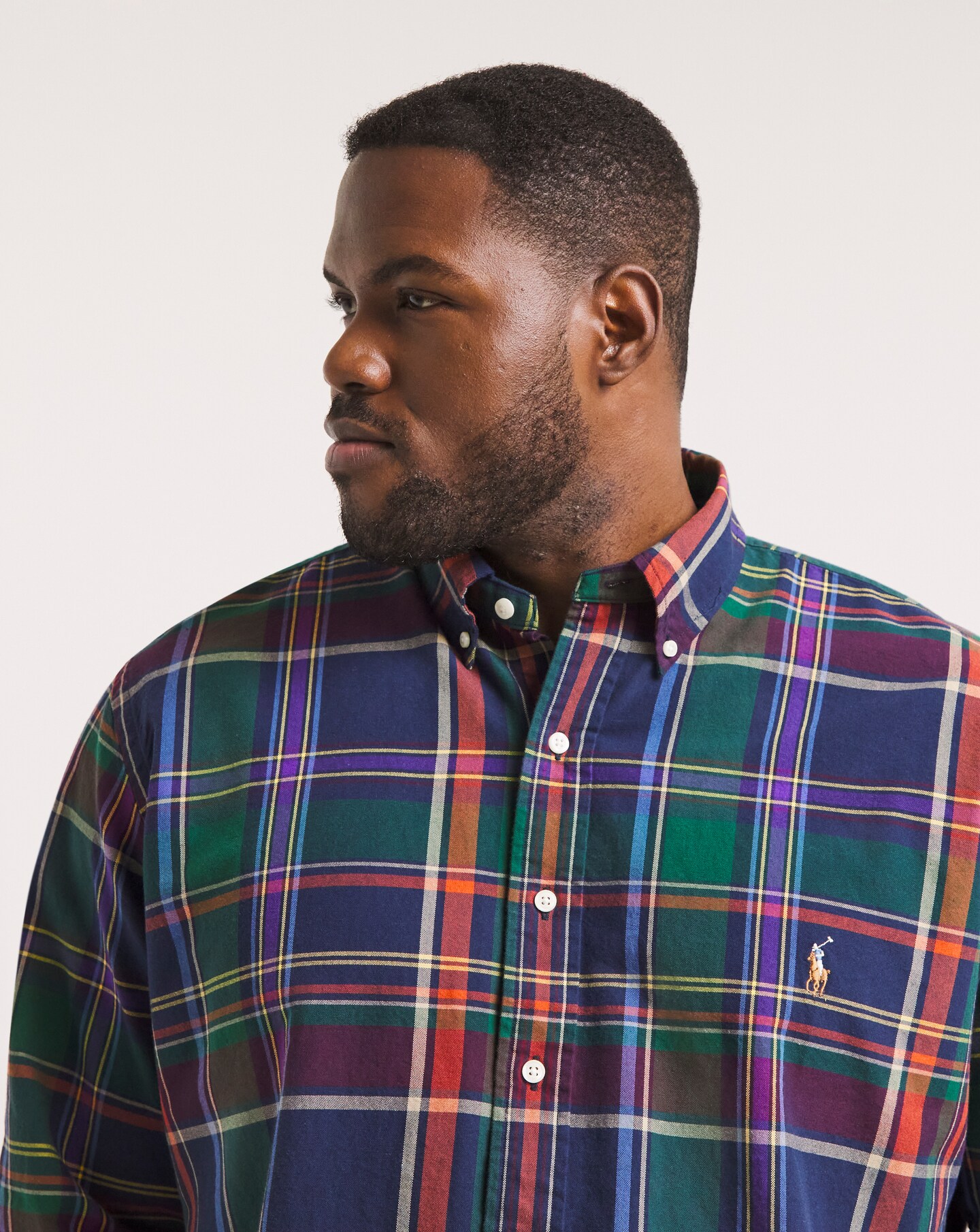 Polo Ralph Lauren Navy Green Long Sleeve Check Oxford Shirt Jacamo