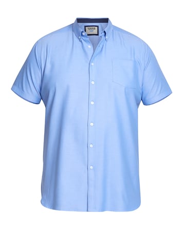 D555 Big & Tall James S/S Button Down Oxford Shirt with Chest Pocket - Sky Blue