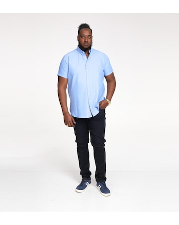 D555 Big & Tall James S/S Button Down Oxford Shirt with Chest Pocket - Sky Blue