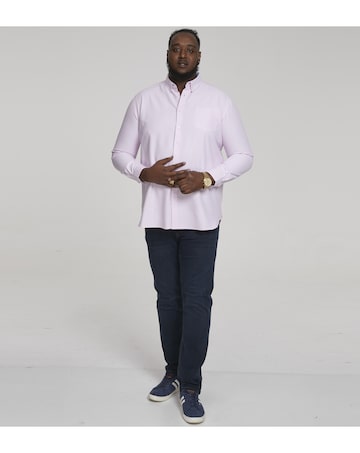 D555 Big & Tall Richard L/S Button Down Oxford Shirt with Chest Pocket - Pink