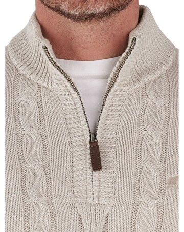 Raging Bull - Chunky Cable Knit Quarter Zip - Oatmeal