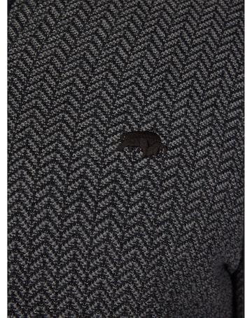 Raging Bull - Herringbone Texture Quarter Zip Knit - Grey Marl