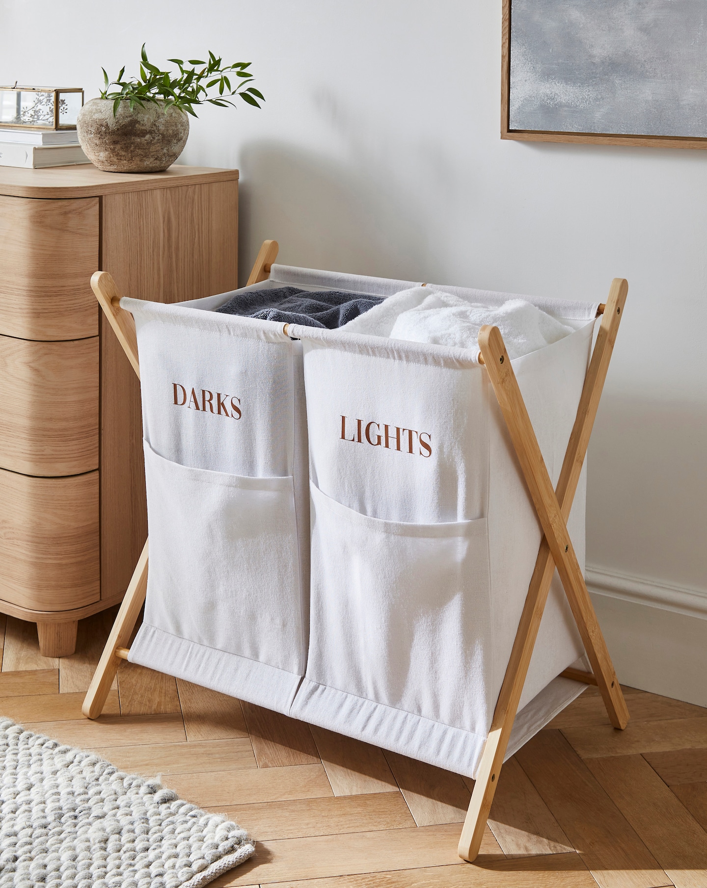 New In - Cream Split Laundry Hamper