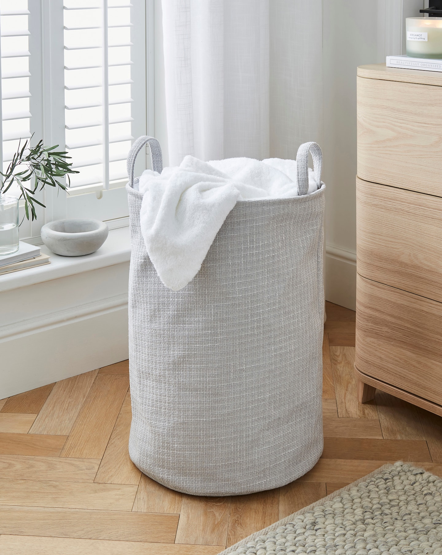 New In - Grey Fabric Laundry Hamper