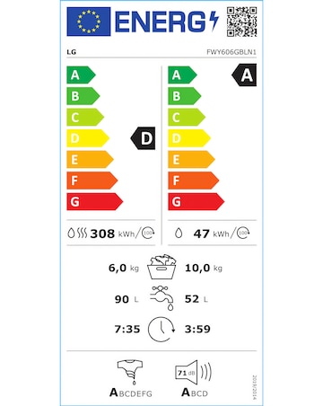LG Turbowash FWY606GBLN1 10 / 6kg Washer Dryer - A / D Rated
