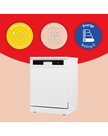 Russell Hobbs RH60DW00D2W 14 Place Settings Full Size Dishwasher White + Install