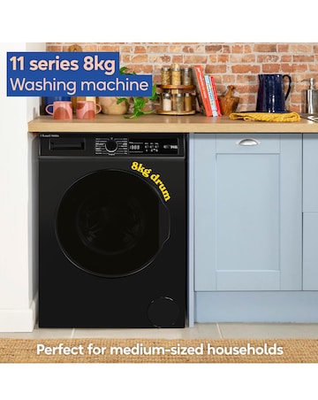 Russell Hobbs RH814W111B 8kg 1400rpm Washing Machine Black + Install