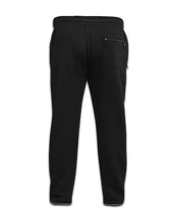 D555 Big & Tall Albert Jogging Bottom with Open Hem and Zipper Pockets - Black