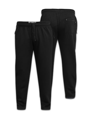 D555 Big & Tall Albert Jogging Bottom with Open Hem and Zipper Pockets - Black