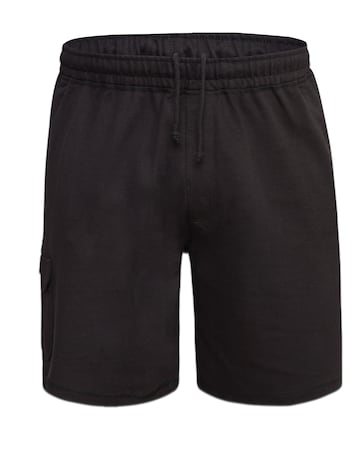 D555 John Lightweight French Terry Cotton Cargo Shorts With Zipper Pockets Black