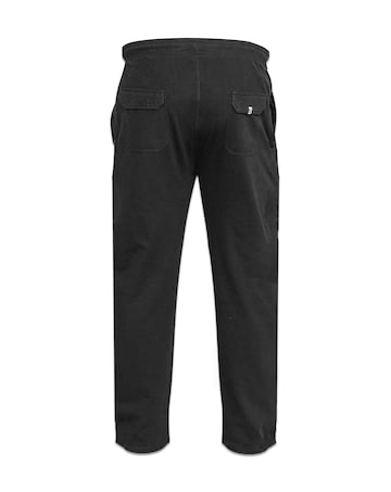 D555 Big & Tall Rory Jogging Bottom with Open Hem and Zipper Pockets - Black
