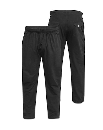 D555 Big & Tall Rory Jogging Bottom with Open Hem and Zipper Pockets - Black