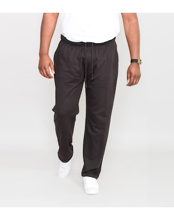 D555 Big & Tall Rory Jogging Bottom with Open Hem and Zipper Pockets - Black
