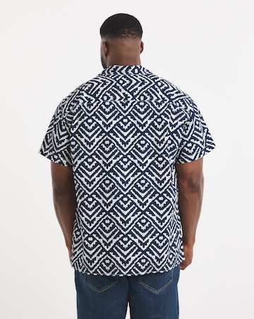 Jack & Jones Milo Textured Resort Shirt - Navy/White