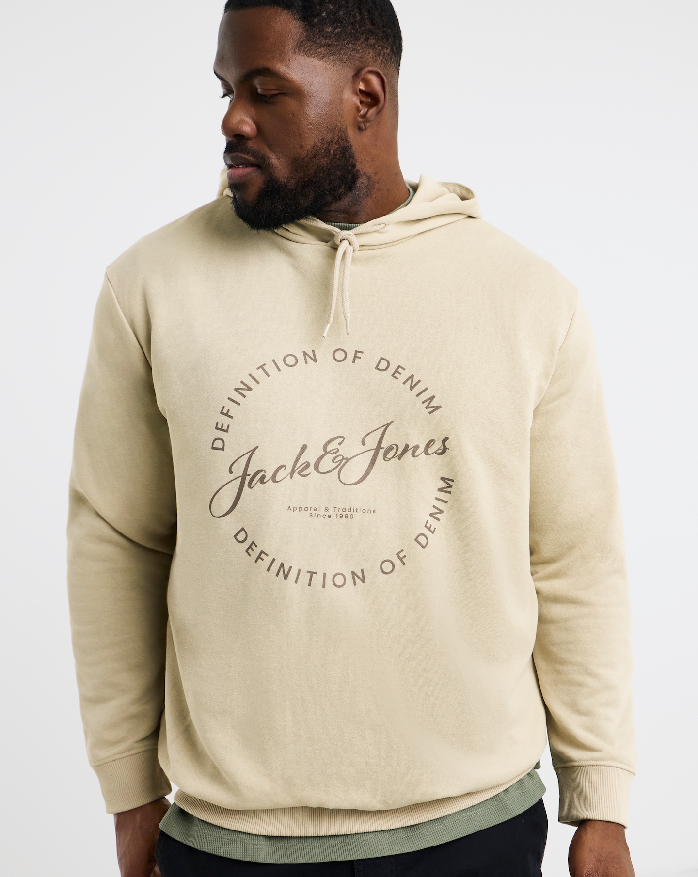 New In - Jack & Jones Grayson Logo Hoodie - Cream