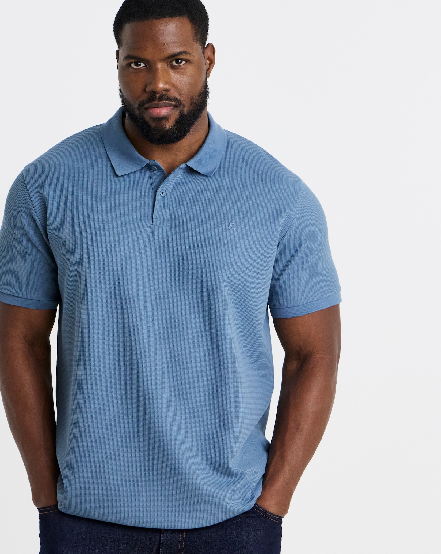 New In - Jack & Jones Austin Waffle Polo - Blue