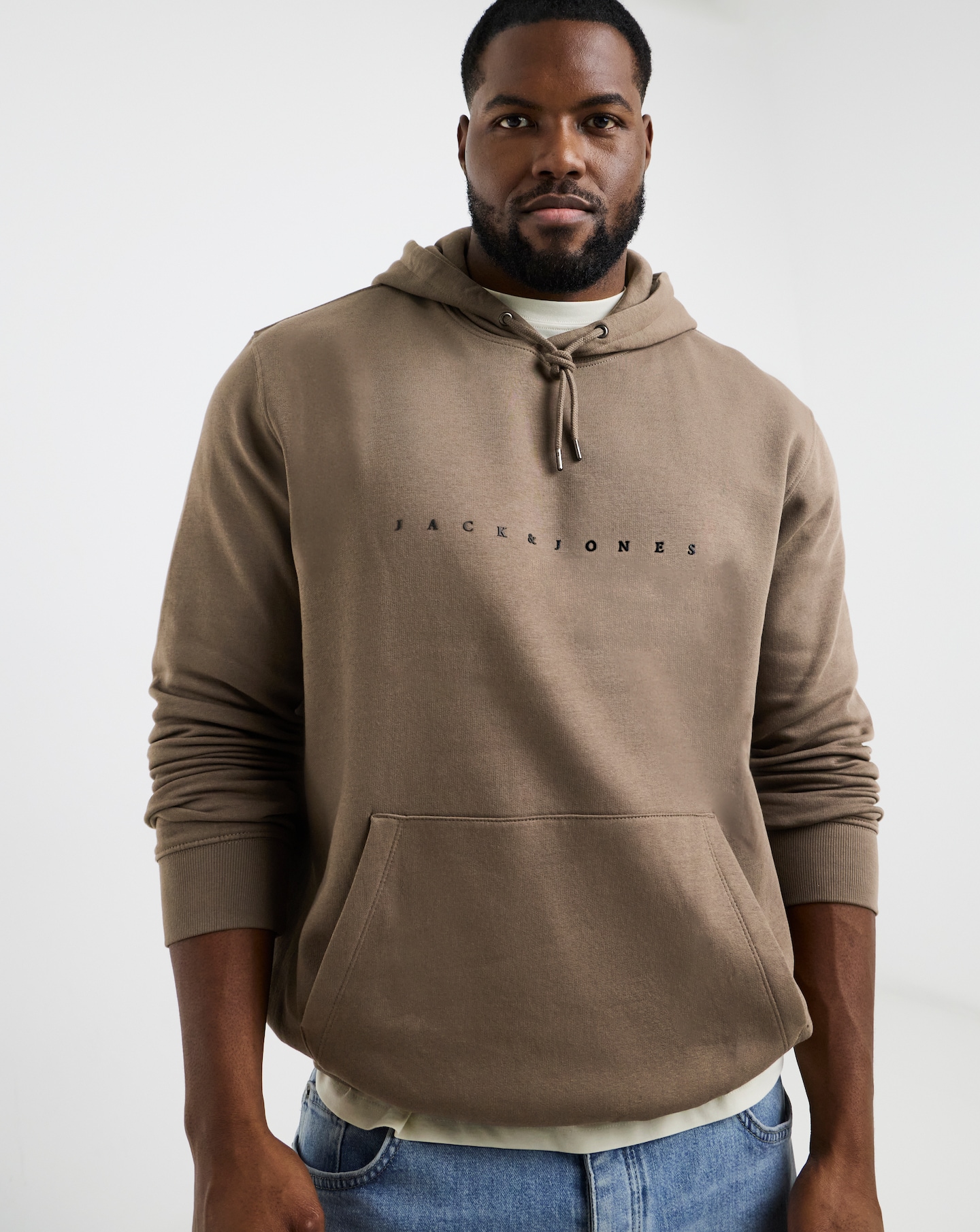 New In - Jack & Jones Star Logo Hoodie - Brown