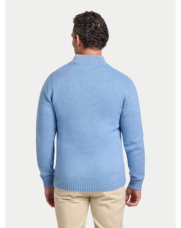 Raging Bull Chunky Fleck Quarter Zip Knit Chambray