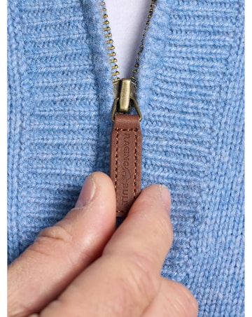 Raging Bull Chunky Fleck Quarter Zip Knit Chambray