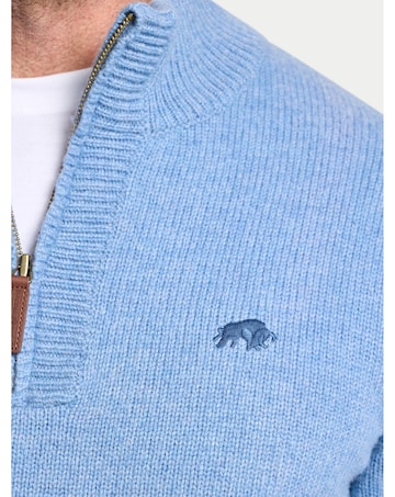 Raging Bull Chunky Fleck Quarter Zip Knit Chambray