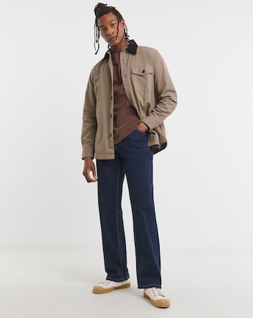Contrast Collar Canvas Overshirt