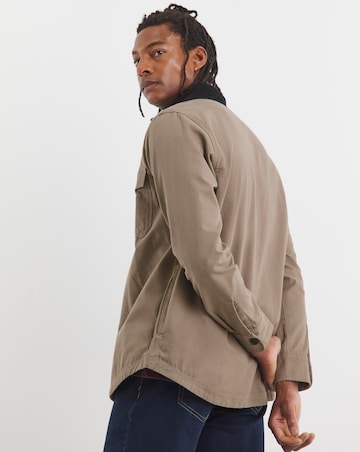 Contrast Collar Canvas Overshirt