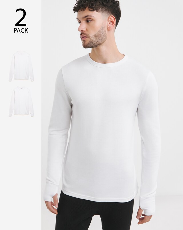2 Pack LS Thermal T-Shirts - White