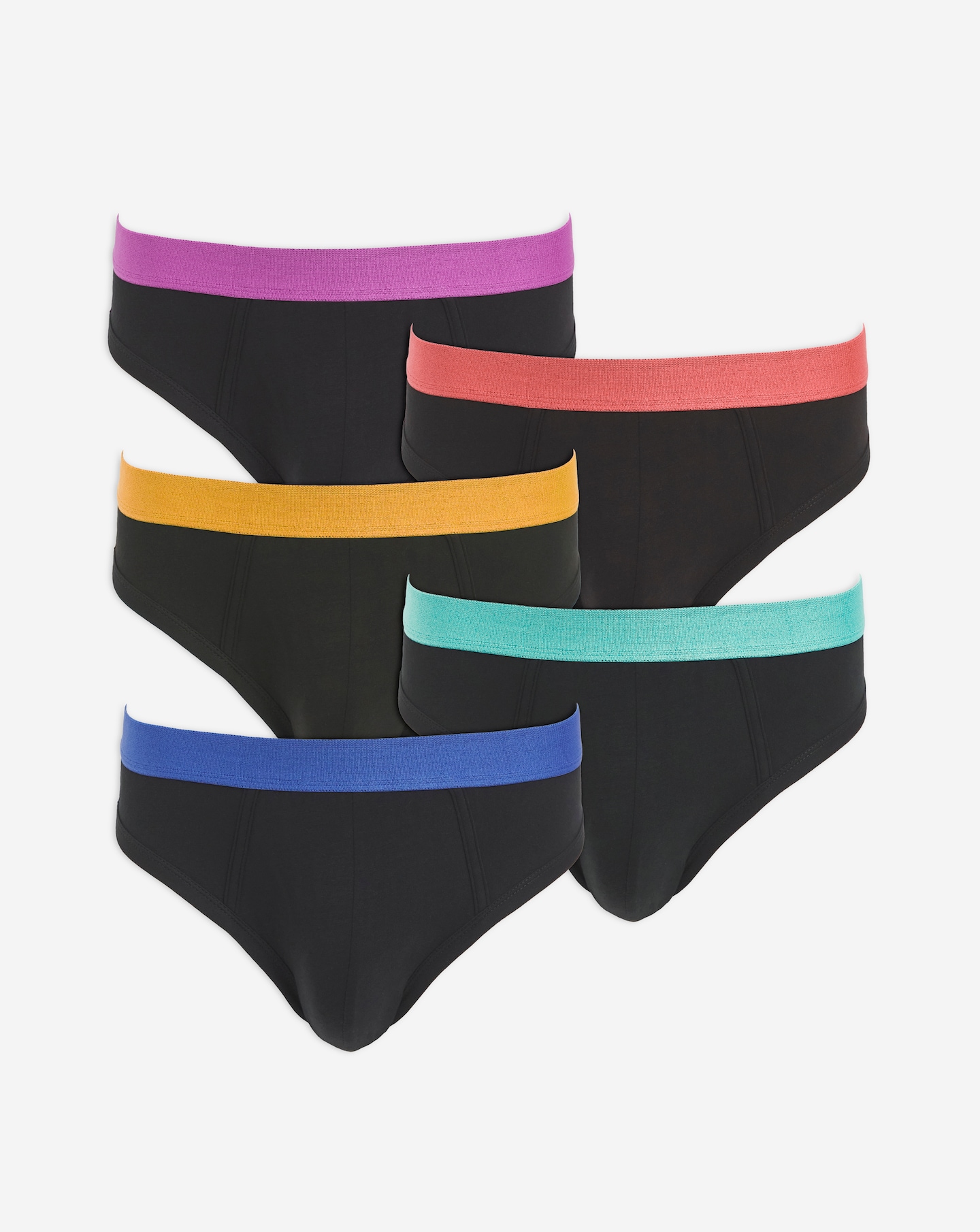 5 Pack Contrast Waistband Briefs