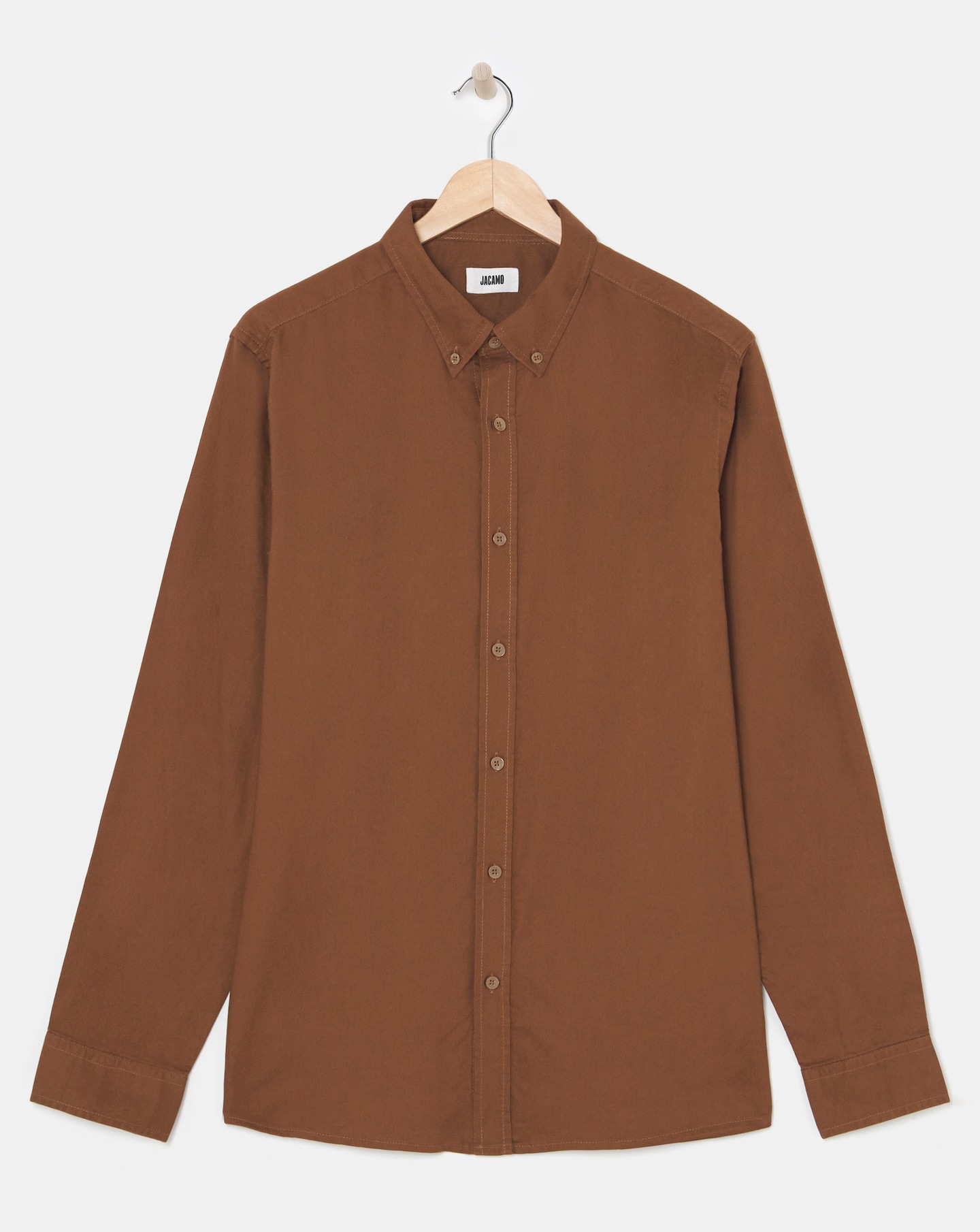 Long Sleeve Brown Oxford Shirt Regular