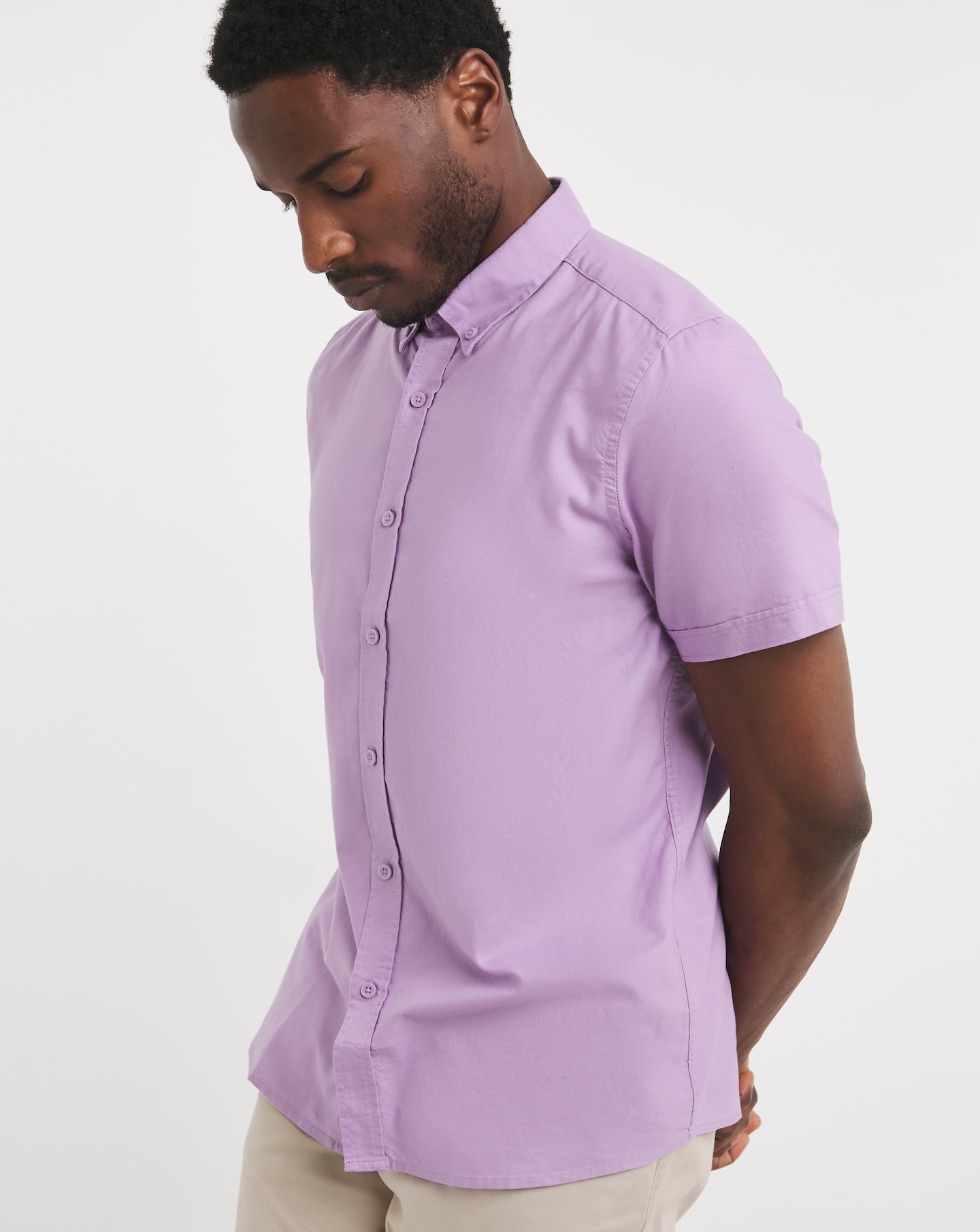 Short Sleeve Lilac Oxford Shirt Regular