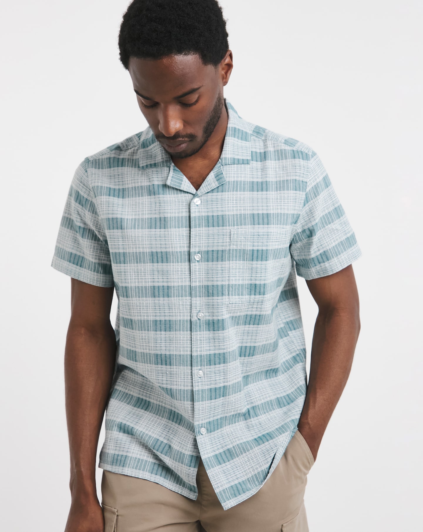 Short Sleeve Textured Check Shirt