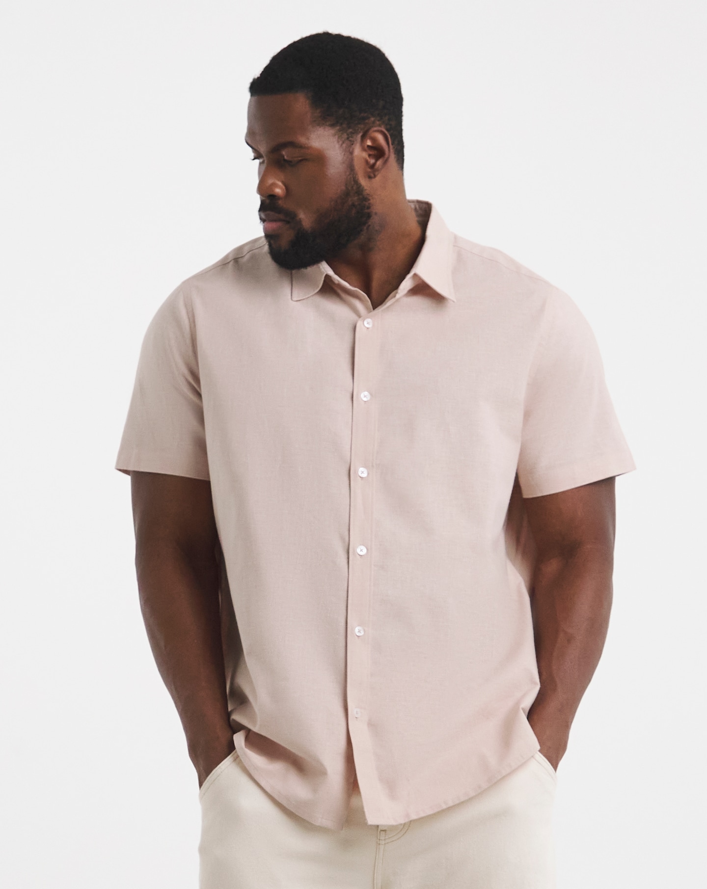 Short Sleeve Linen Blend Shirt