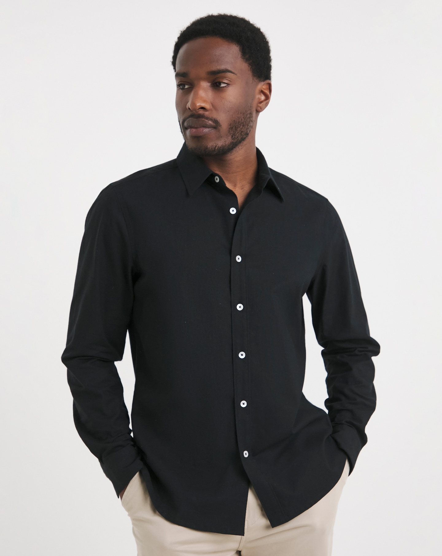 Long Sleeve Linen Blend Shirt