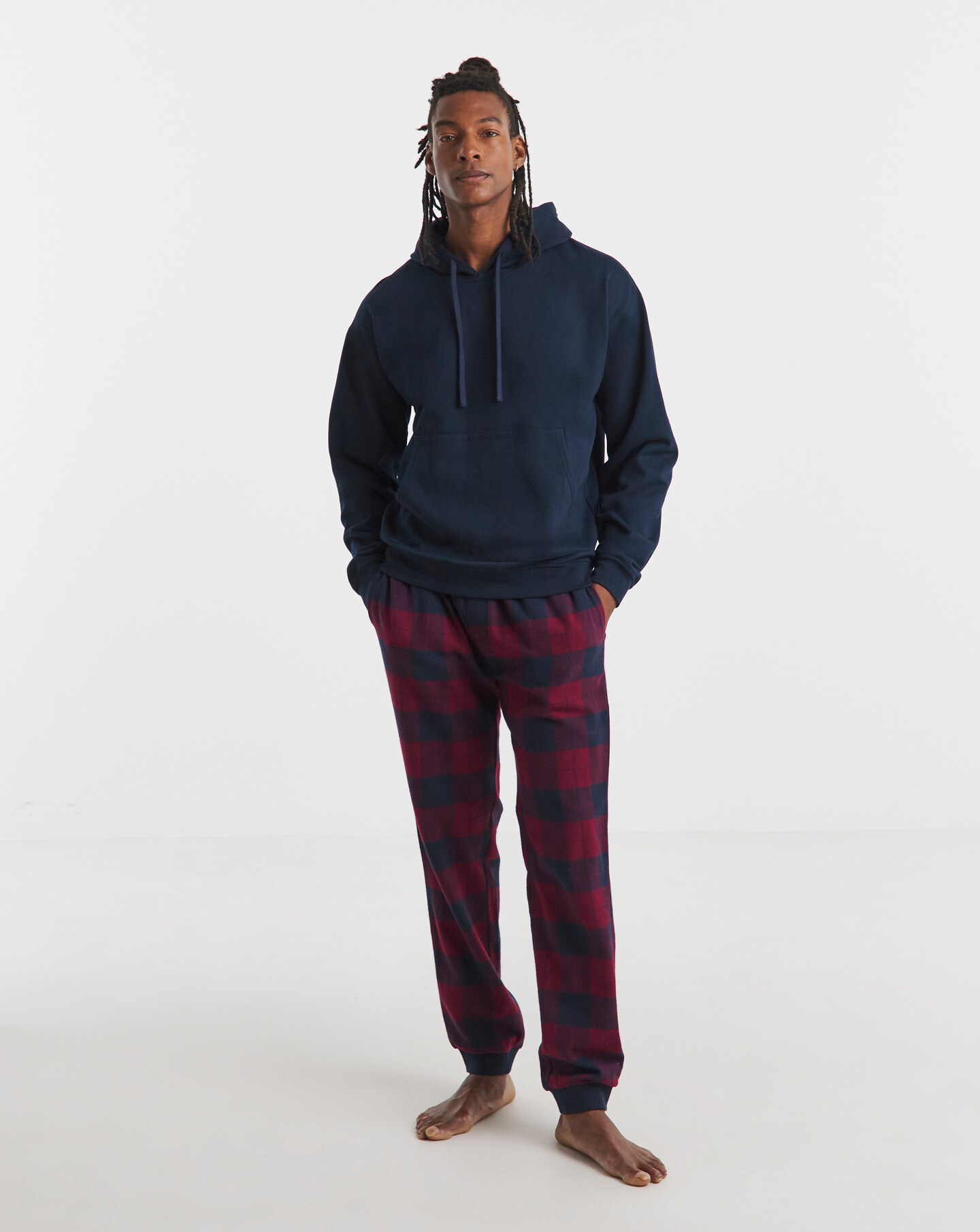 Hoodie and Check Bottom Lounge Set