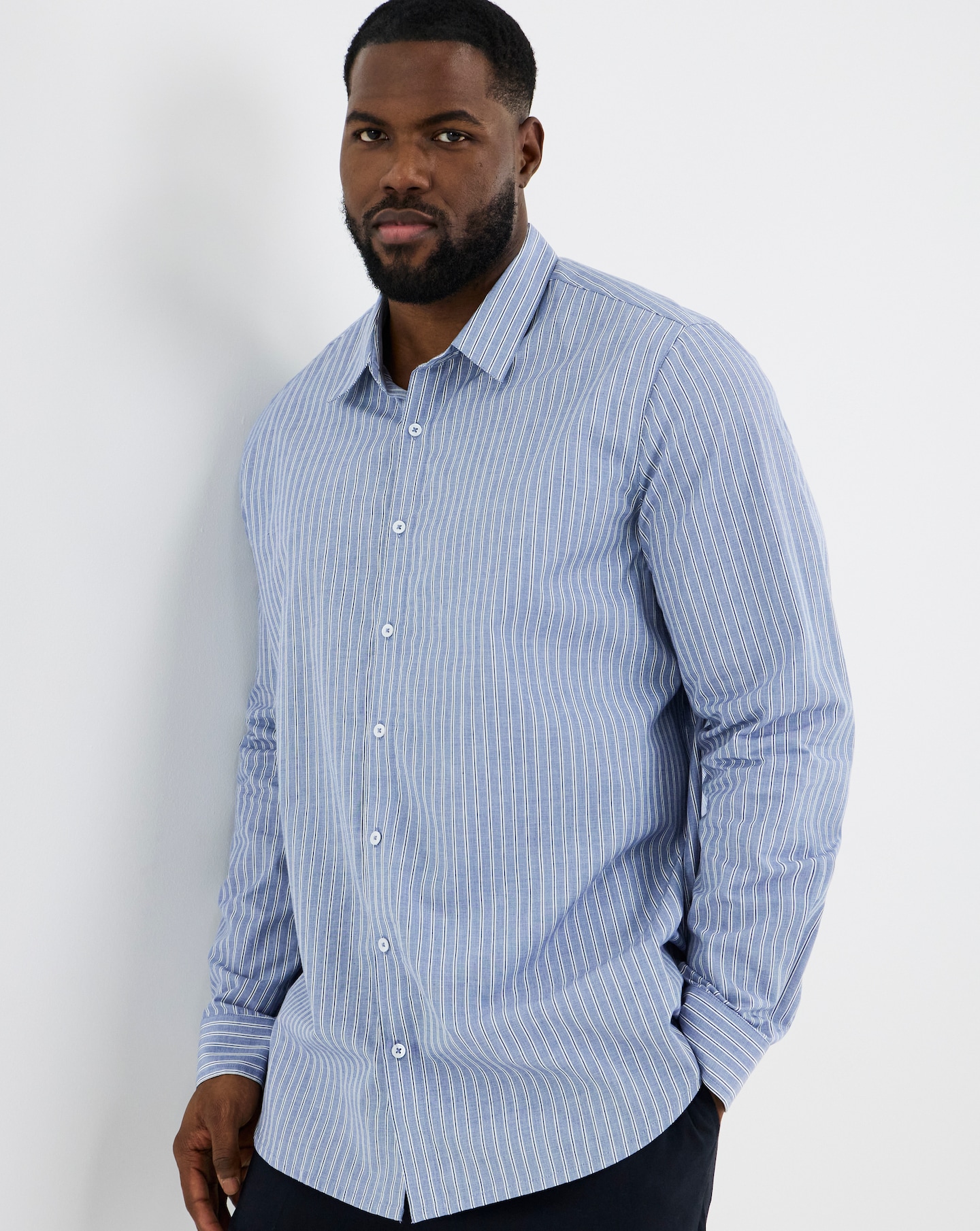 Long Sleeve Poplin Stripe Shirt