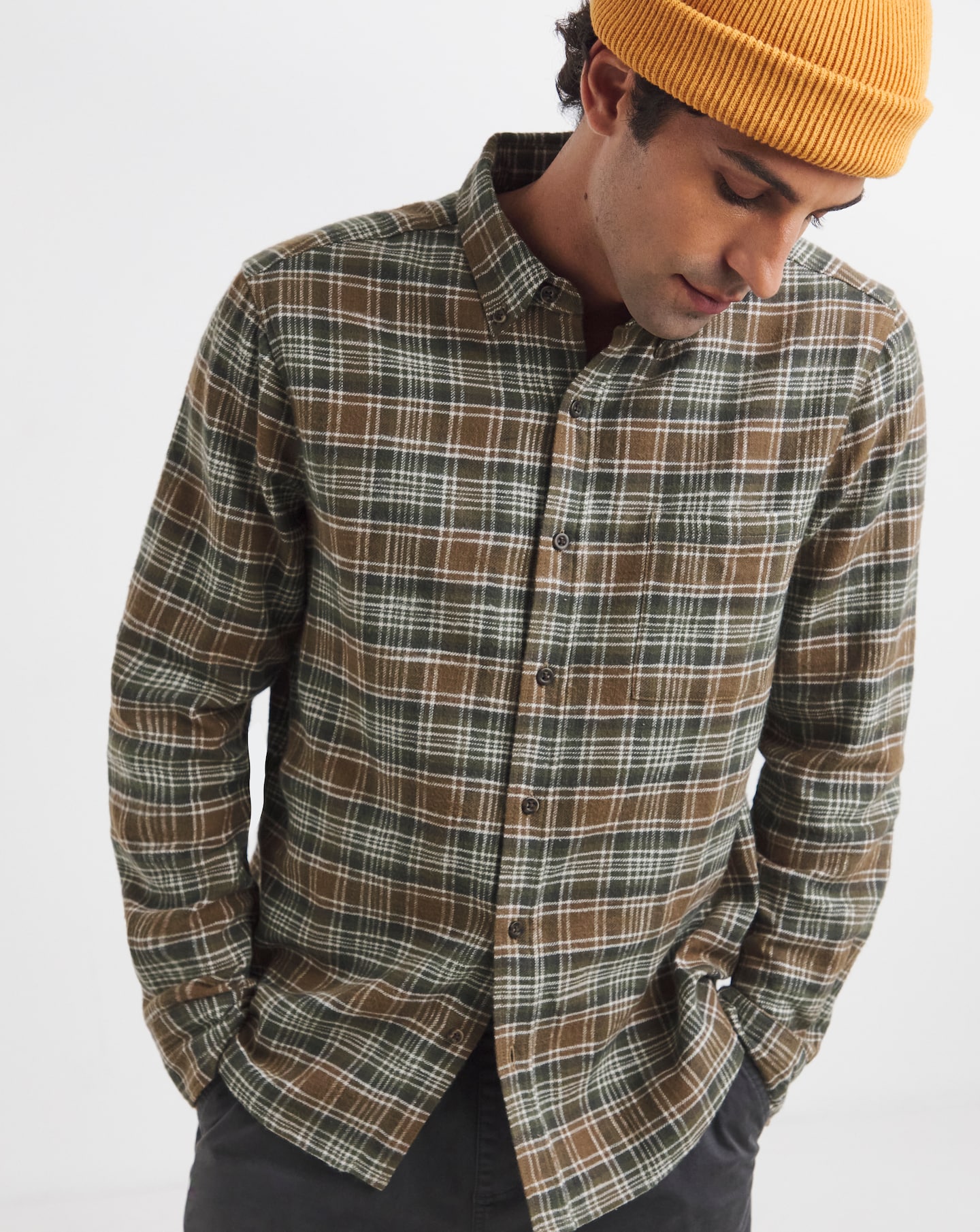 Cotton Rich Flannel Check Shirt Regular