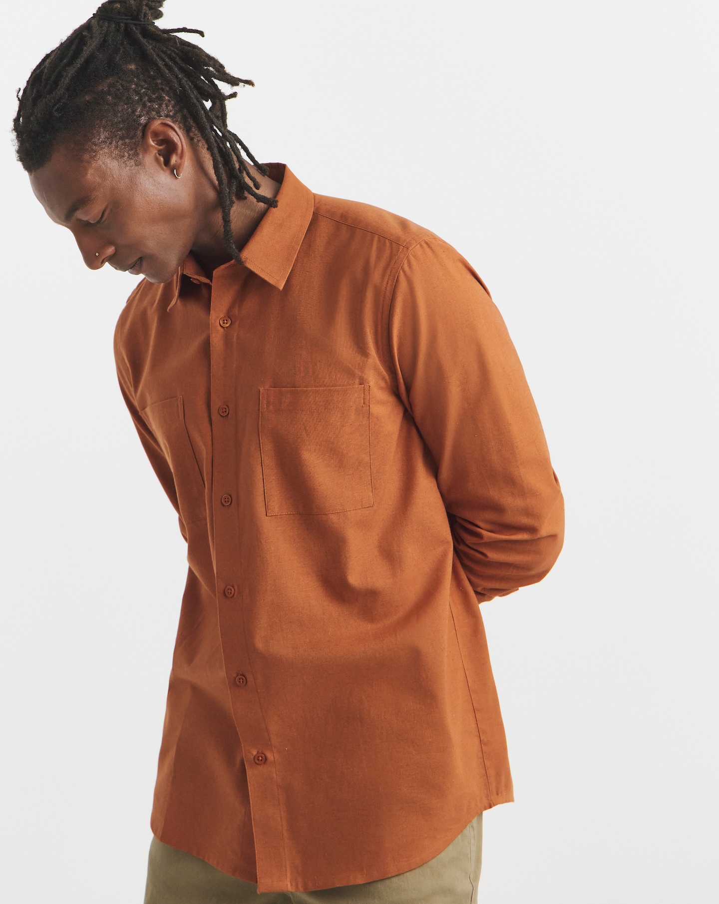 Long Sleeve Linen Blend Shirt