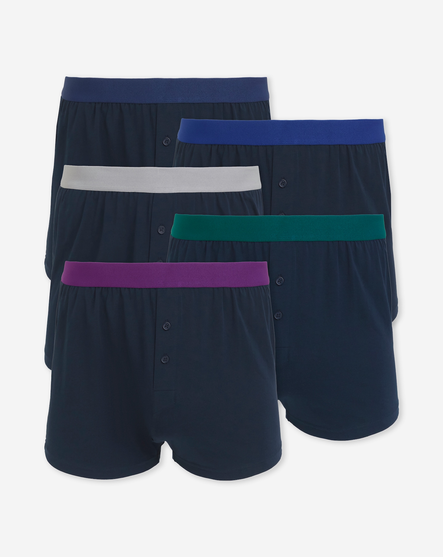 5 Pack Contrast Waist Boxers - Dark Navy