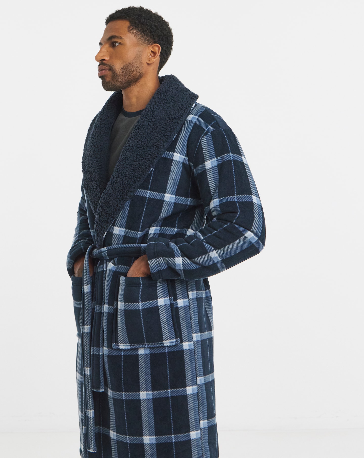 Check Bonded Fleece Dressing Gown