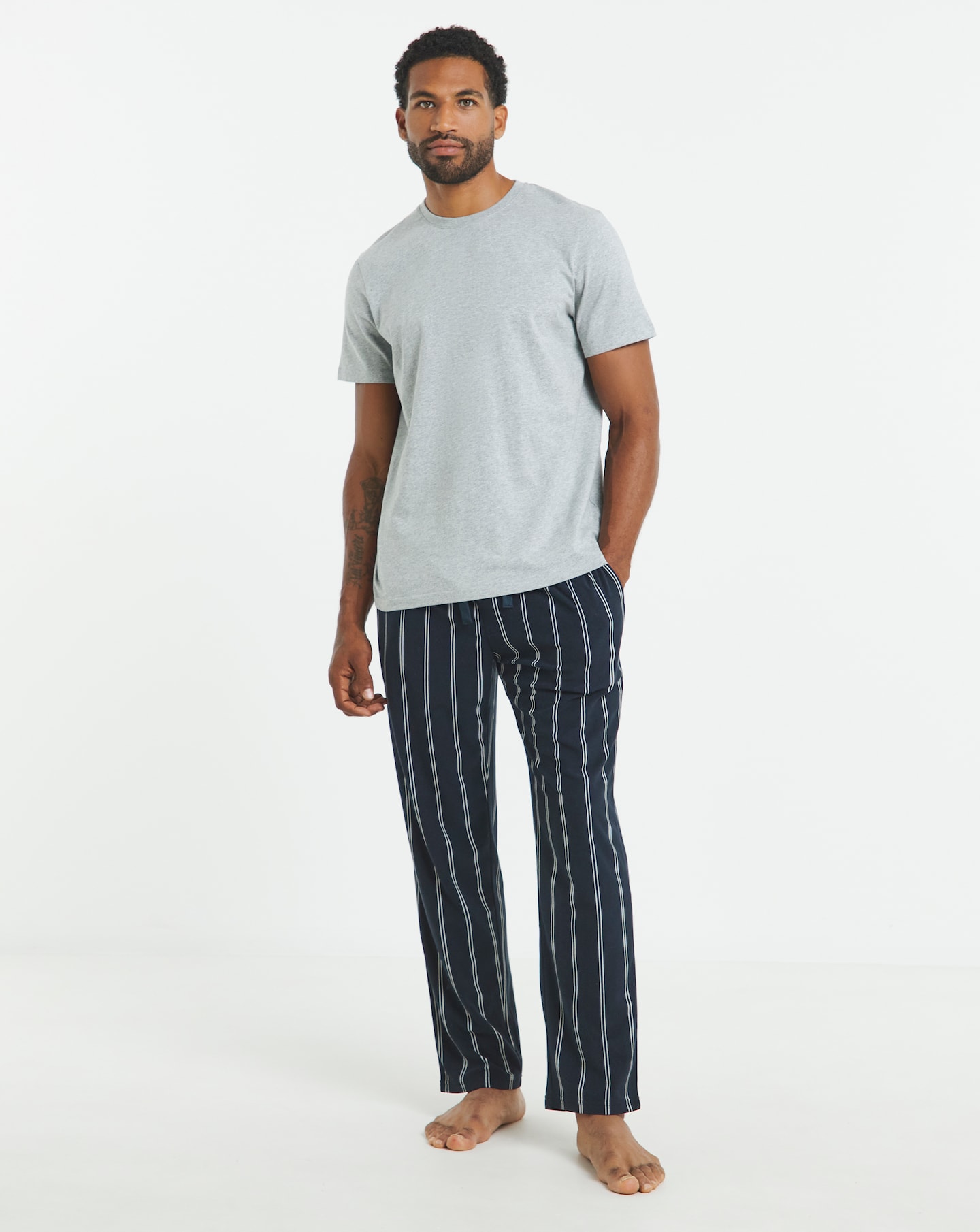 Jersey Top Stripe Bottom Pyjamas