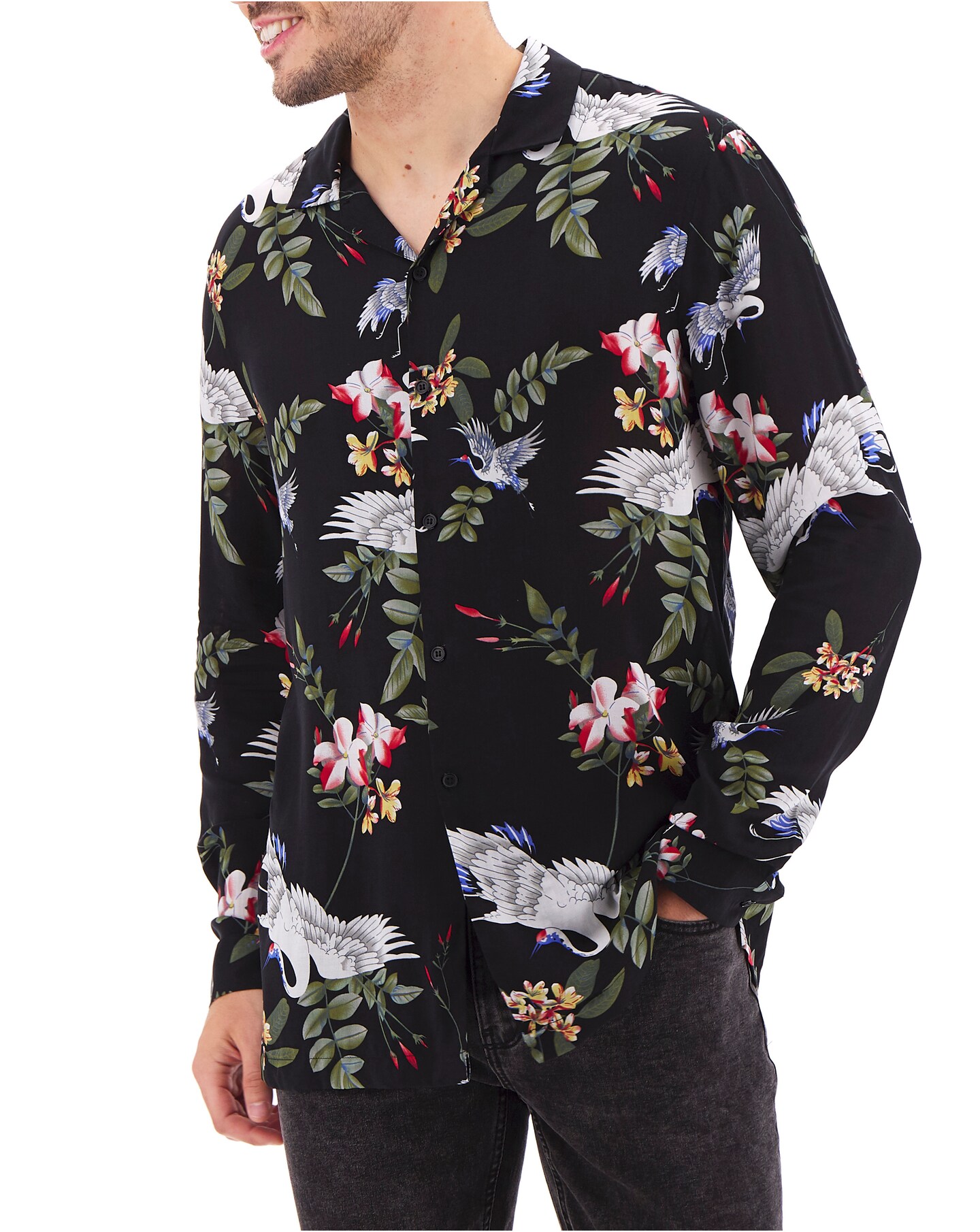 Religion Crane Floral Shirt | Jacamo